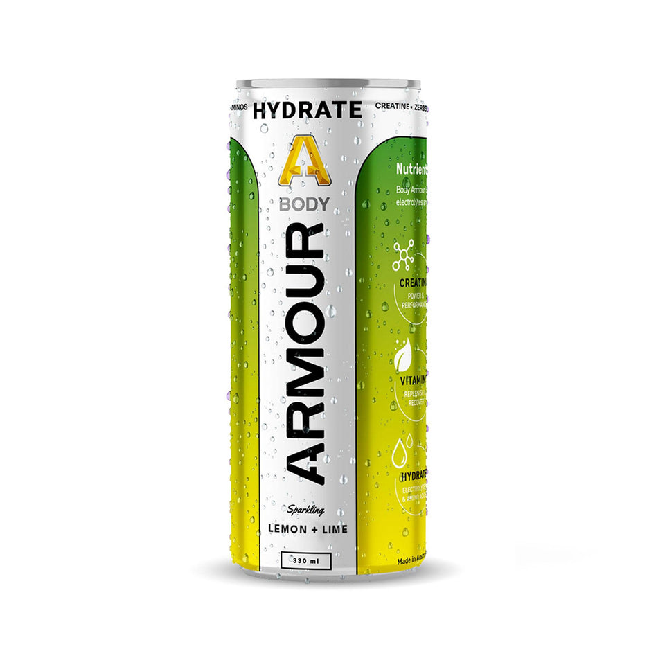 Body Armour Hydrate+ Zero Sugar Can – Lemon + Lime (330ml)