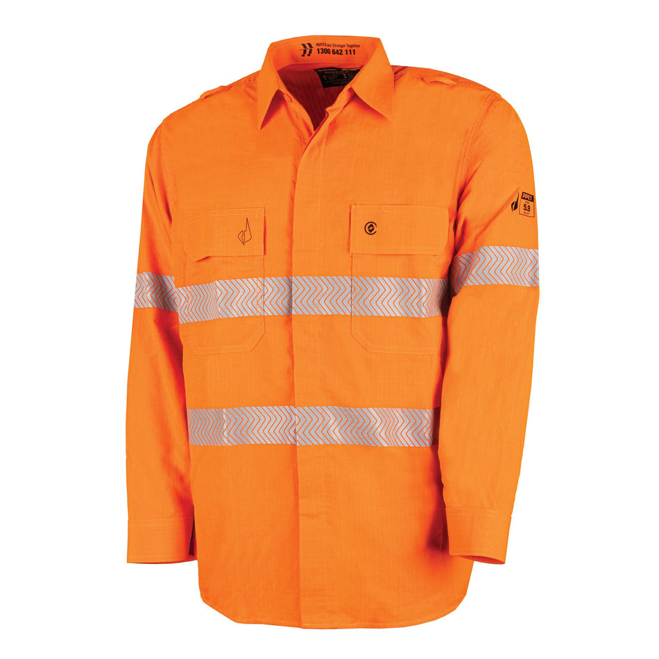 Lightweight PPE 1 L/S Hi-Vis Shirt with Segmented FR Reflective Tape