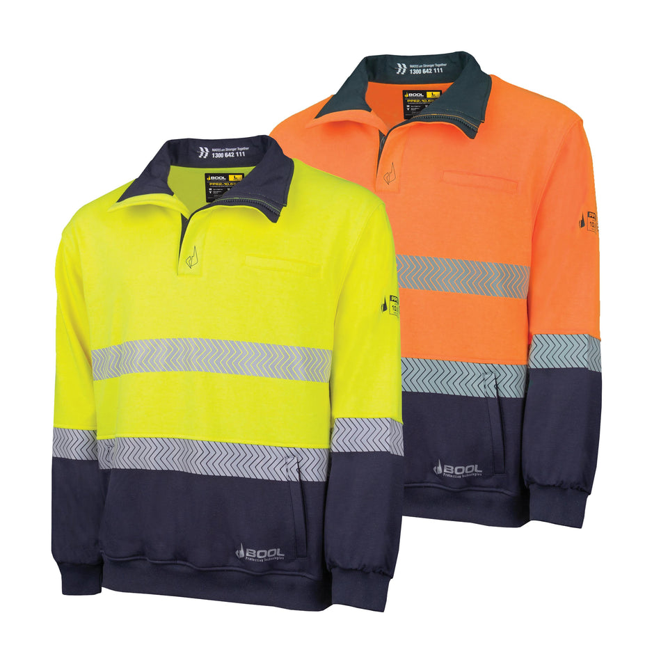 Hi-Vis PPE 2 Water Repellent Two Tone Fleece Jumper with Segmented FR Tape
