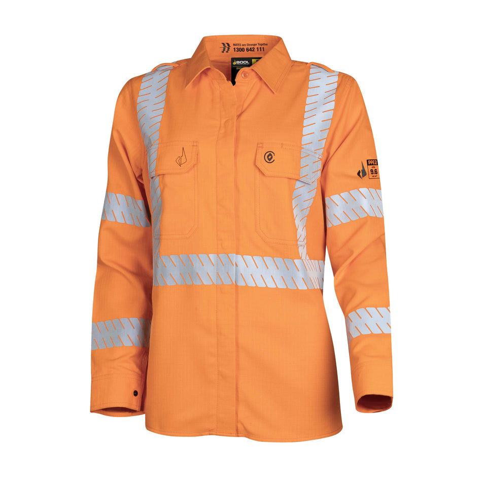 Womens Regular Weight PPE 2 L/S FR Shirt with Segmented LOXY™ FR Reflective Tape