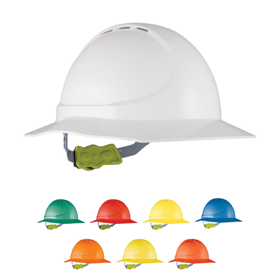 GT11 Type 1 ABS Vented Broad Brim Hard Hat with Ratchet Harness