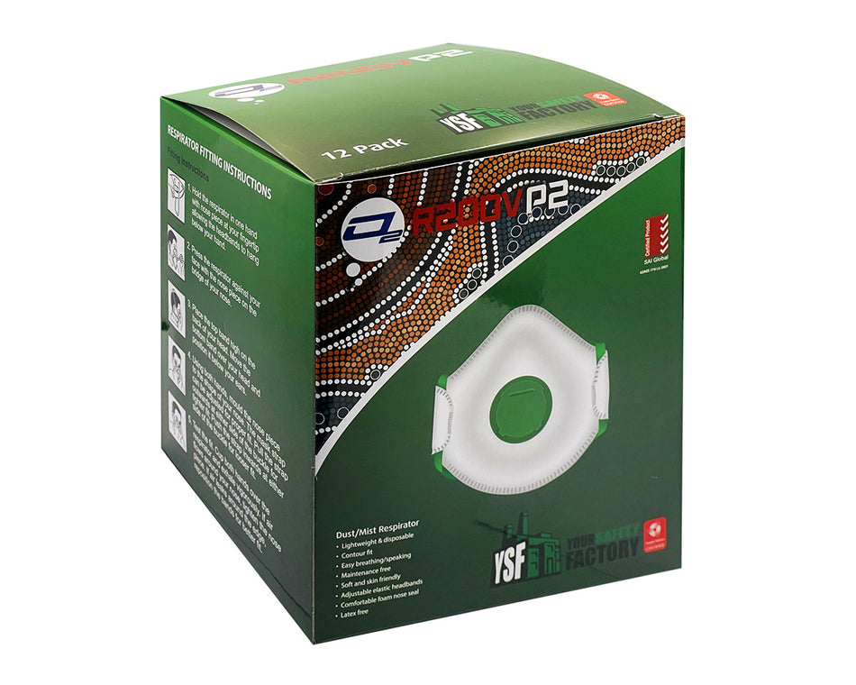O2 Moulded-Fit P2 Valved Respirator box of 12