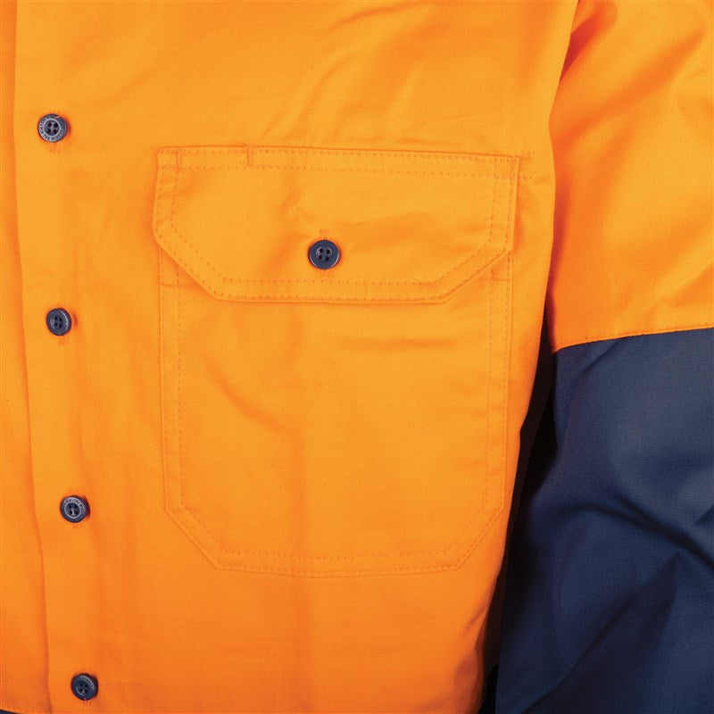 CORE Series Vented Hi-Vis Drill Shirt Orange/Navy - alternate view