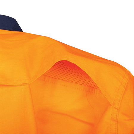 CORE Series Vented Hi-Vis Drill Shirt Orange/Navy - detail