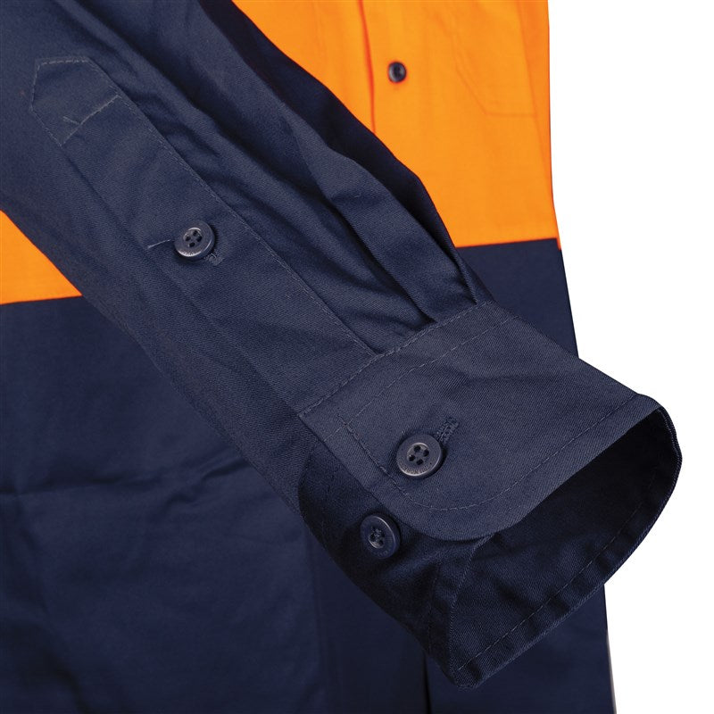 CORE Series Vented Hi-Vis Drill Shirt Orange/Navy - back