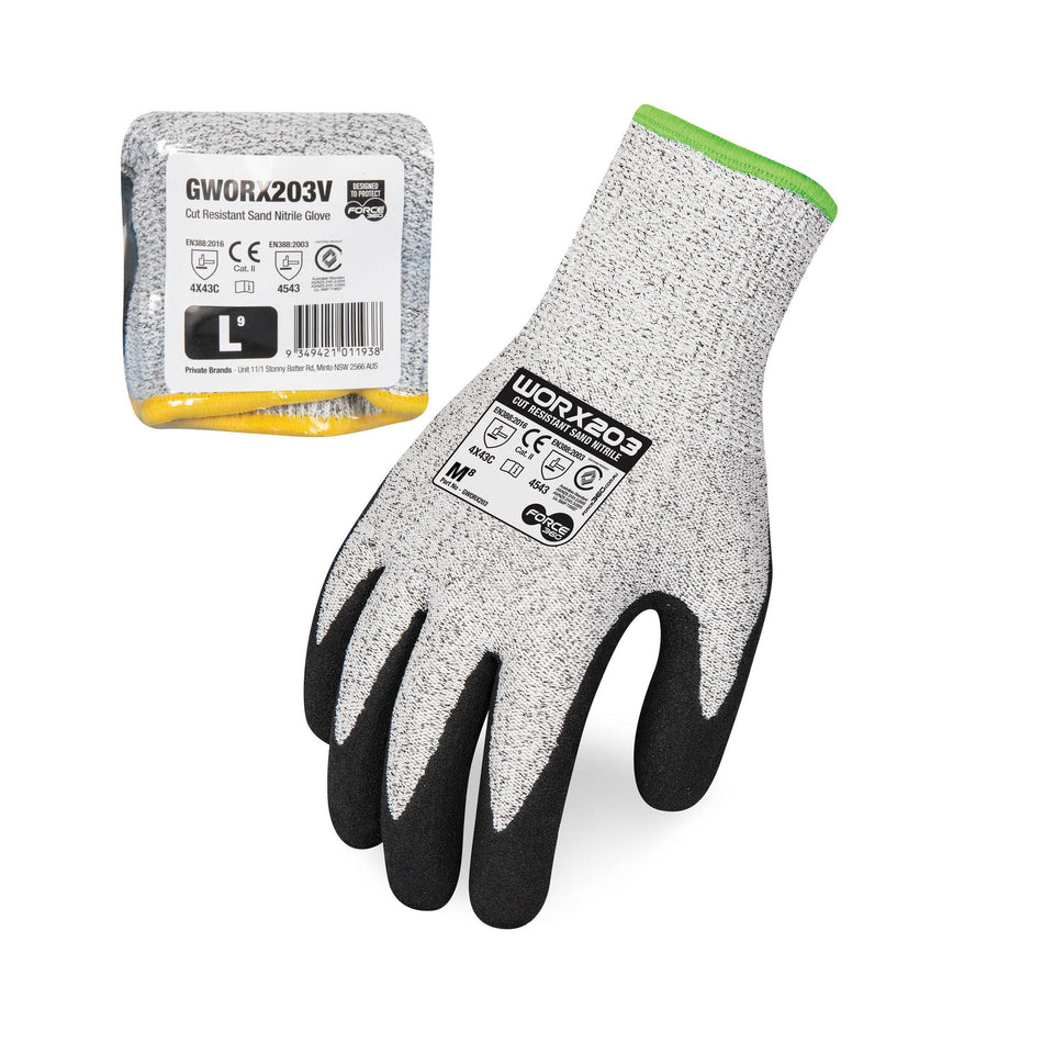 Cut Resistant Sand Nitrile Glove (Cut Level C) Vend-Ready Packaging